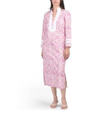 Marshalls Long Sleeve Printed Caftan Maxi Dress For - Pink