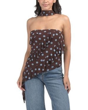 Marshalls Strapless Polka Dot Top With Neck Scarf For - Blue