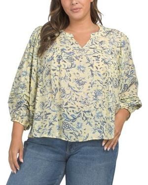 Marshalls Plus Printed Slub Knit Top For - Yellow