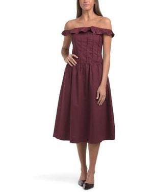 Marshalls Off The Shoulder Poplin Midi Dress For - Red