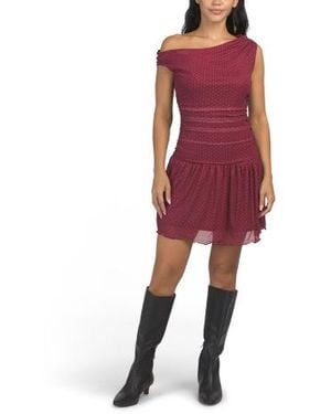 Marshalls Asymmetrical Mini Dress With Ruched Waist For - Red