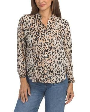 Marshalls Leopard Print Button Down Shirt For - Black