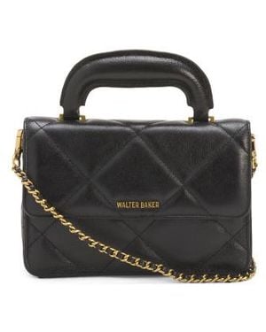 Marshalls Leather Genevieve Mini Top Handle Satchel With Chain Shoulder Strap For - Black