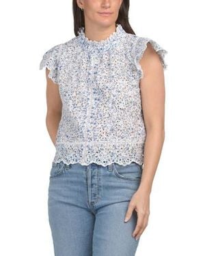 Marshalls Short Sleeve Eyelet Blouse For - Blue