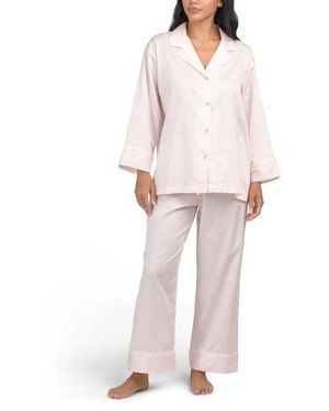 Marshalls 2Pc Cotton Infinity Sateen Notch Collar Pajama Top And Pants Set For - Multicolor