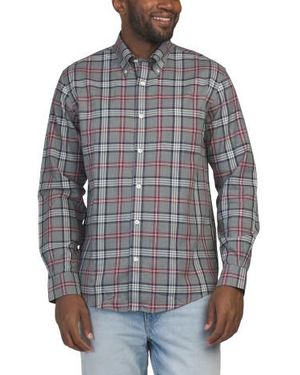 Marshalls Non-Iron Twill Signature Tartan Shirt For - Gray