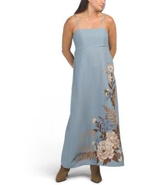 Marshalls Linen Blend Maxi Fit And Flare Dress For - Blue