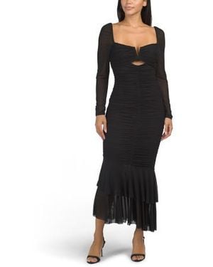 Marshalls Nadia Long Sleeve Fish Tail Maxi Dress For - Black