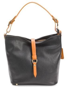 Marshalls Leather Flap Over Tab Hobo For - Black