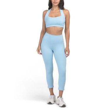 Marshalls 2Pc Sports Bra And Capris Active Workout Set For - Blue