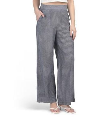 Marshalls Linen Blend Striped Wide Leg Pants For - Gray