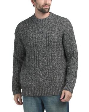 Marshalls Wool Blend Cable Knit Crew Neck Sweater For - Gray