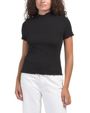 Marshalls Short Sleeve Lettuce Edge Knit Top For - Black