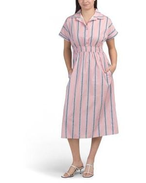 Marshalls Short Sleeve Printed Midi Shirt Dress For - Pink