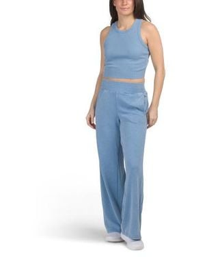 Marshalls 2Pc Ribbed Tank Top And Matching Wide Leg Pants Set For - Blue