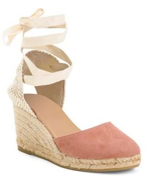 Marshalls Suede Lace Up Espadrille Wedge Sandals For - Metallic