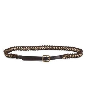 Marshalls Leather Braided Belt - White