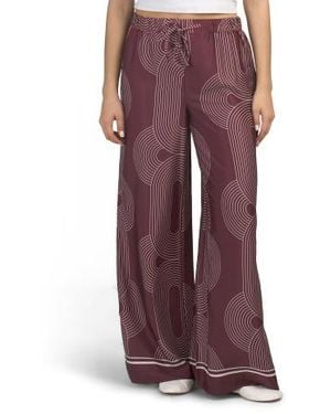 Marshalls Printed Satin Pull On Wide Leg Pants For - Purple