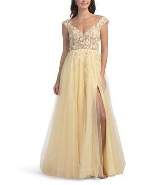 Marshalls Sleeveless Floral Applique Gown For - Natural