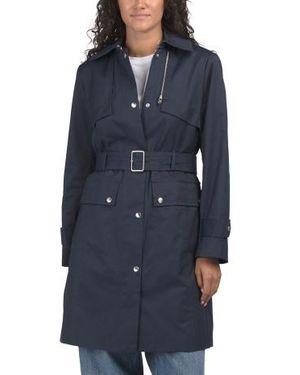 Marshalls Cotton Blend Rain Trench Coat For - Blue