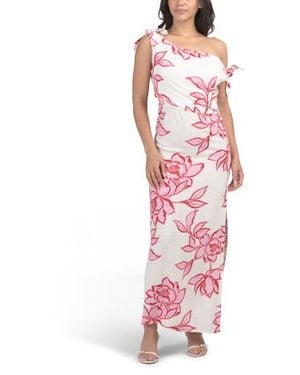 Marshalls Linen Blend Off The Shoulder Floral Maxi Dress For - Red