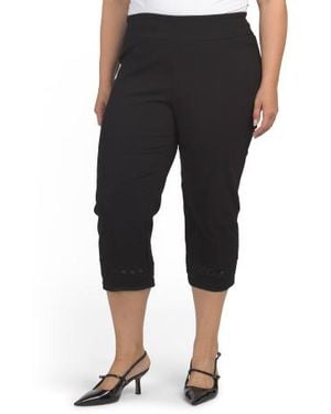 Marshalls Plus Pull On Capri Pants With Eyelet Trim For - Black