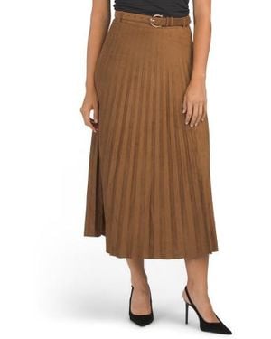 Marshalls Pleated Midi Skirt With Side Zipper And Belt For - Brown