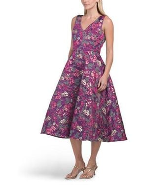 Marshalls Pia Jacquard Tea-Length Dress For - Purple