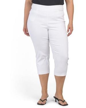 Marshalls Plus Tummy Control Pull On Cropped Pants For - White
