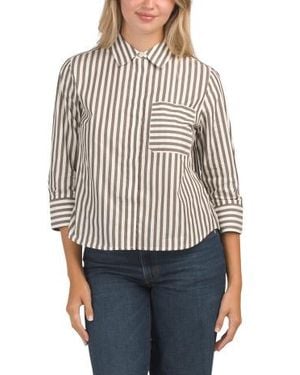 Marshalls Three-Quarter Sleeve Striped Shirt For - Gray