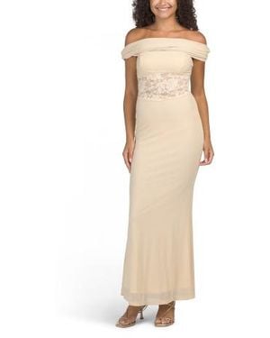 Marshalls Flutters One Shoulder Lace Insert Maxi Dress For - Natural