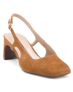 Marshalls Wide Suede Carmen Slingback Heels - Brown