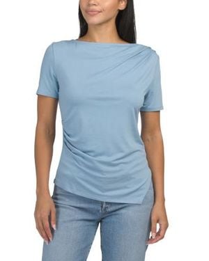 Marshalls Draped Asymmetrical Elbow Sleeve Top For - Blue