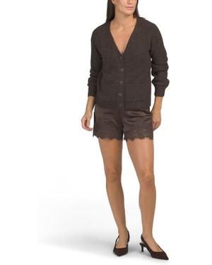 Marshalls 2Pc Sweater And Satin Shorts Set For - Black