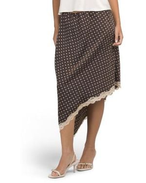 Marshalls Lace Trim Satin Midi Skirt For - Multicolor