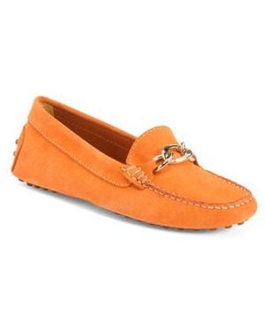 Marshalls Suede Car Shoes With Bit For - Orange