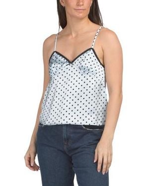 Marshalls Polka Dot Satin Babydoll Top For - Blue