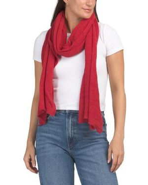 Marshalls Lambswool Blend Lightweight Wrap Scarf With Rolled Edges For - Red
