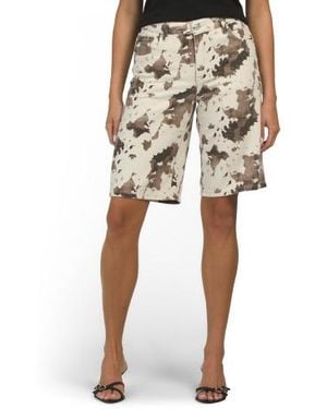 Marshalls Cow Printed Twill Bermuda Shorts For - Natural