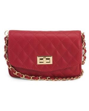 Marshalls Leather Quilted Crossbody For - Red