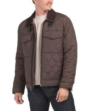 Marshalls Diamond Quilted Trucker Jacket For - Brown