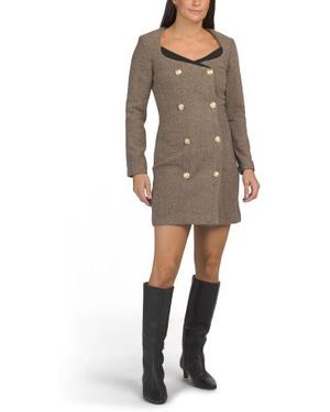 Marshalls Plaid Long Sleeve Mini Blazer Dress For - Gray