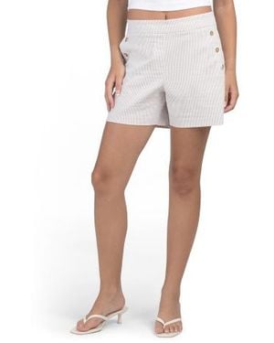 Marshalls Seersucker Super Stretch Pull On Shorts With Sailor Buttons For - White
