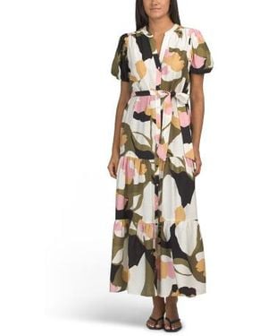 Marshalls Printed Puff Sleeve Maxi Dress For - White