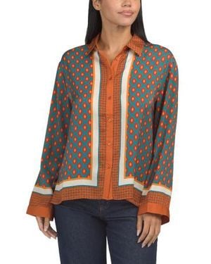 Marshalls Geo Diamond Washed Satin Blouse For - Brown