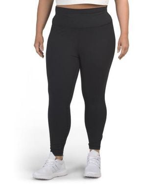 Marshalls Plus Luxe Everyday Elastic Free Waistband High Rise Basic Leggings For - Black