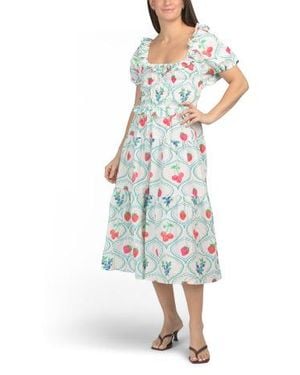 Marshalls Fruit Printed Puff Sleeve Maxi Dress For - Blue
