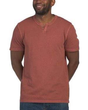 Marshalls Short Sleeve Worn Jersey Knit Henley Neck Shirt For - Red