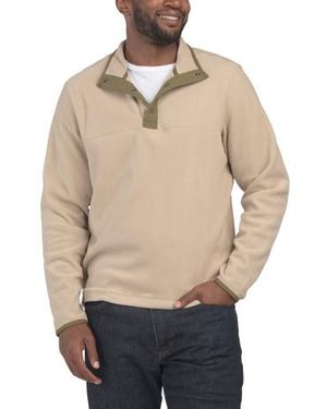 Marshalls Fleece Snap Button Mock Neck Top For - Natural