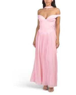 Marshalls Quinnae Off The Shoulder Accordion Pleated Maxi Dress For - Pink